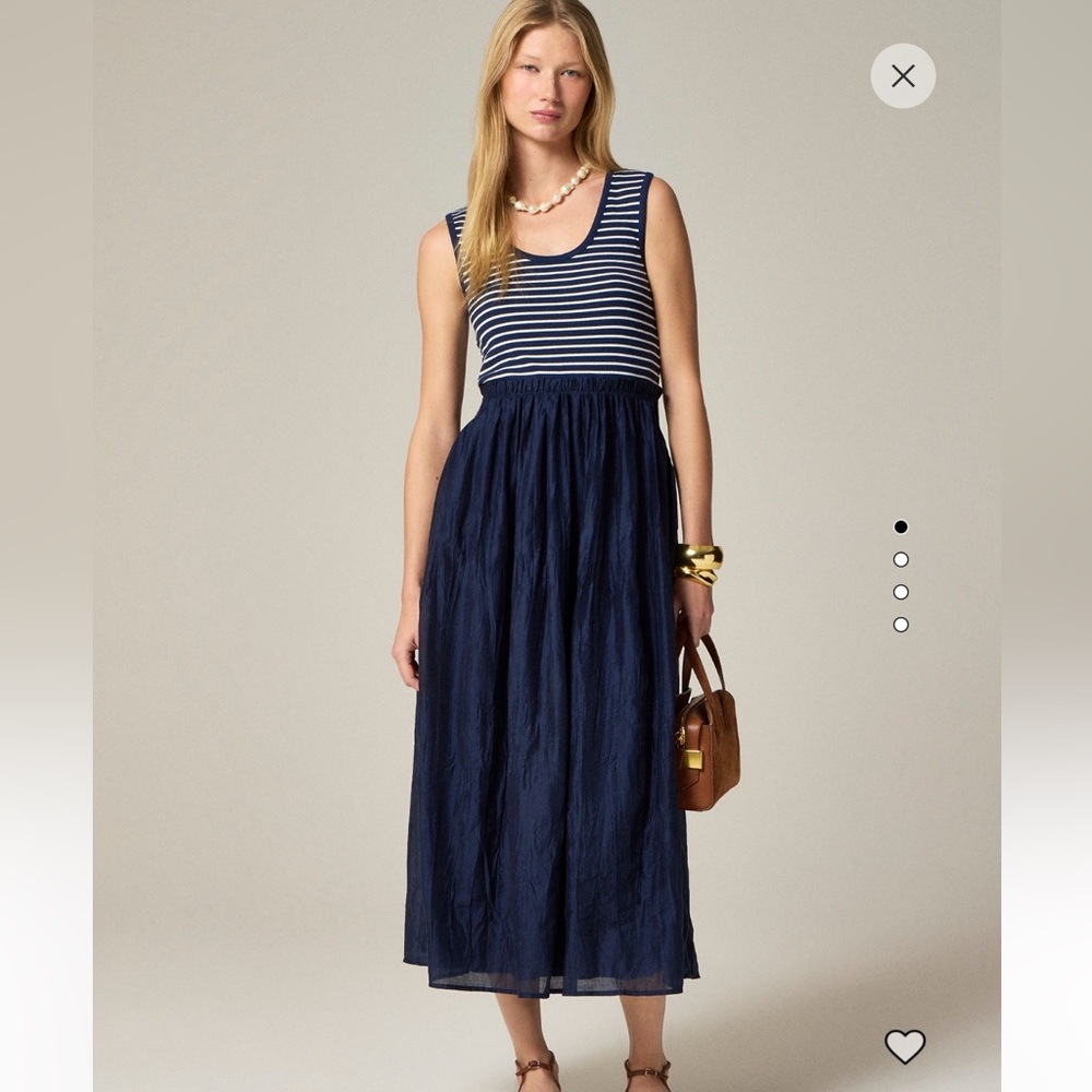 J.Crew NWT Blue Smocked Maxi Dress for Resort Wear. Alexa Stripe Navy & Ivory